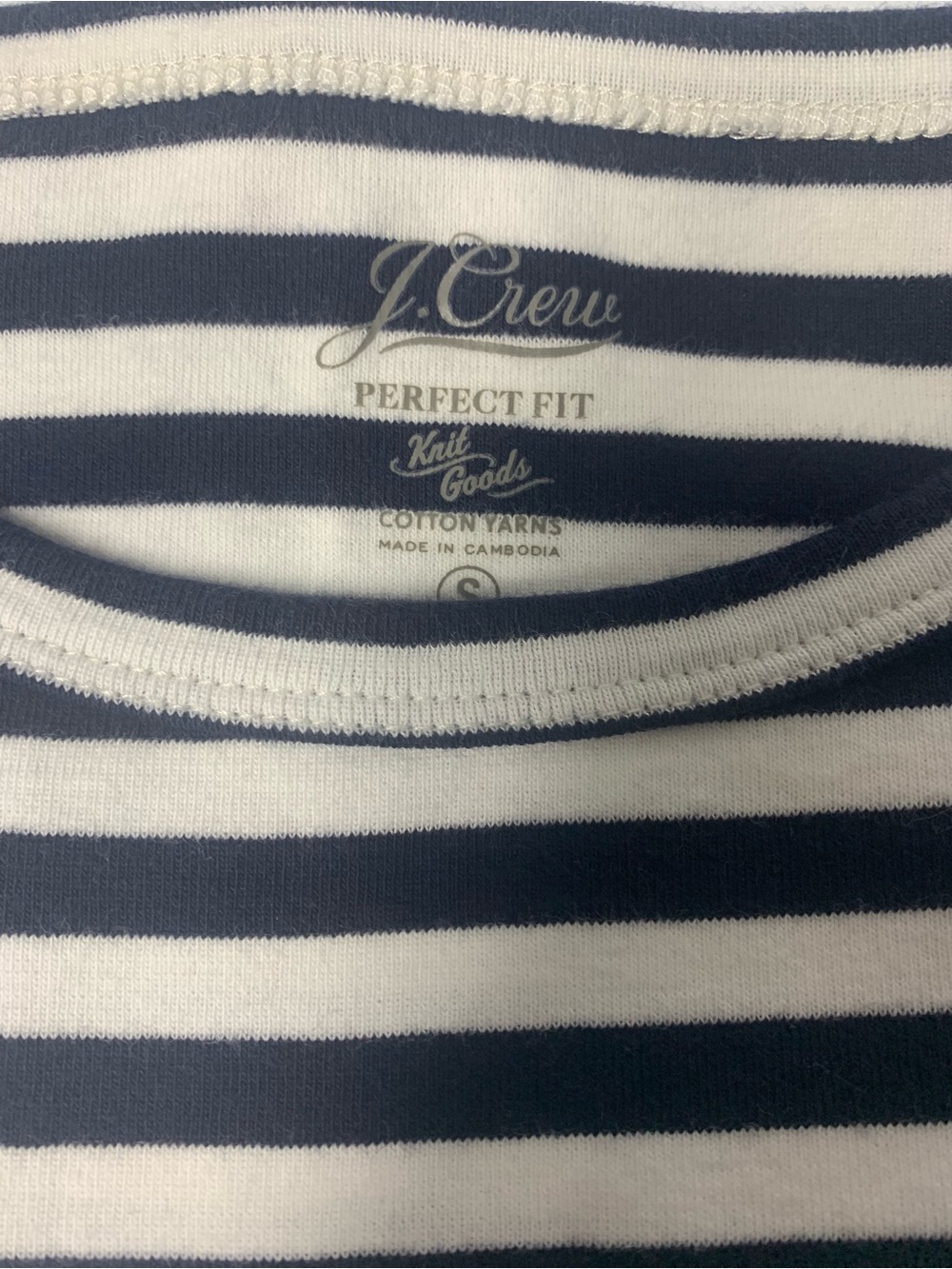J. Crew Women’s Navy and White Striped Short-Sleeve Tee